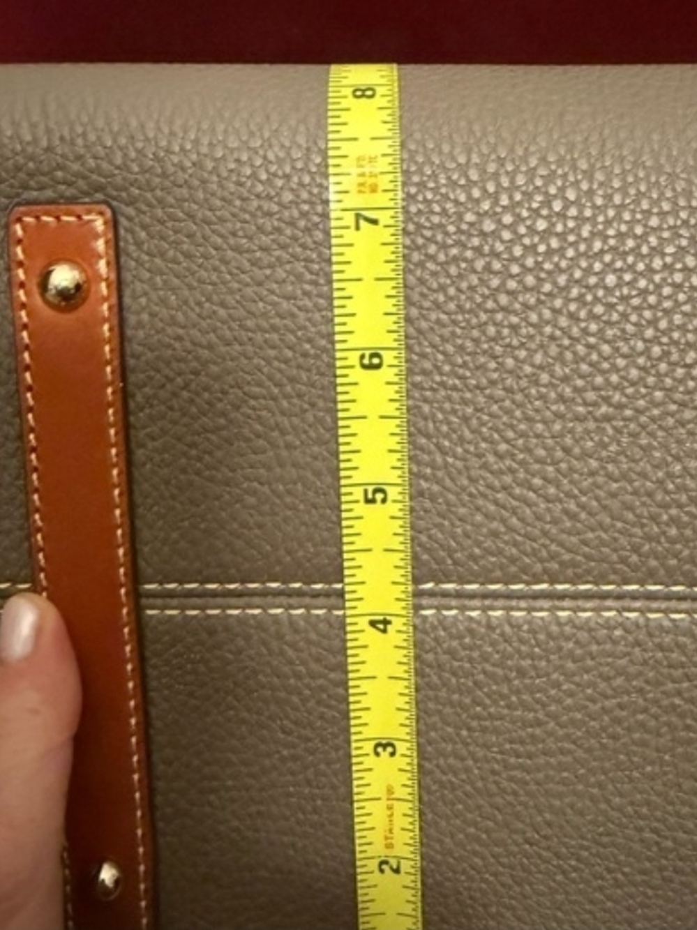 Dooney & Bourke Gray Pebble Leather Satchel with Tan Trim - Picture 11 of 15